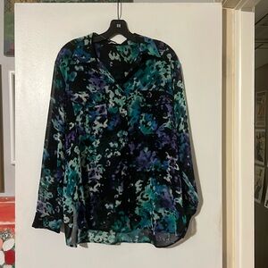 Bellefleur sheer chiffon multicolored blouse